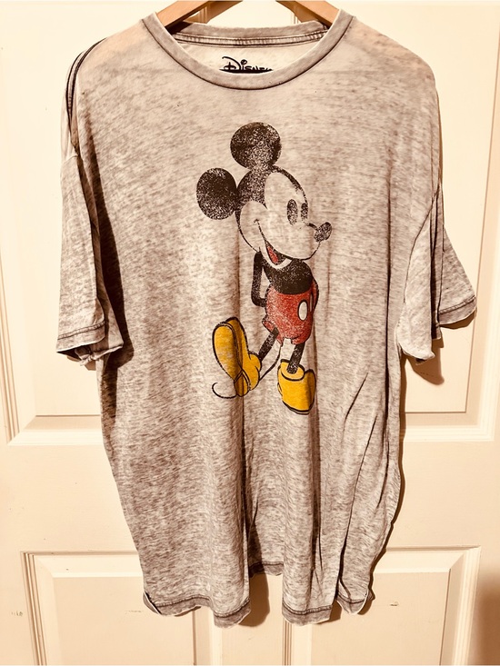 Disney Other - Disney Vintage-Style Mickey Graphic Tee in Gray with Red and Yellow Accents